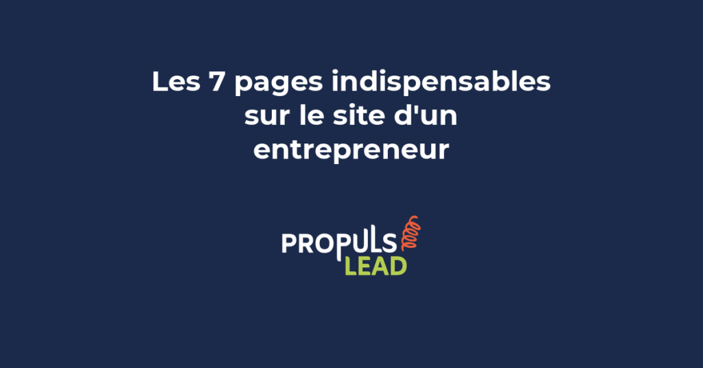 Illustration schématique d'un site entrepreneur avec ses 7 pages principales