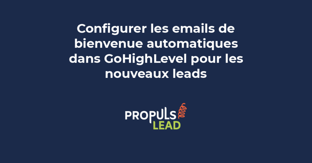 Workflow GoHighLevel montrant une séquence email de bienvenue automatique avec déclencheurs et actions enchaînées.