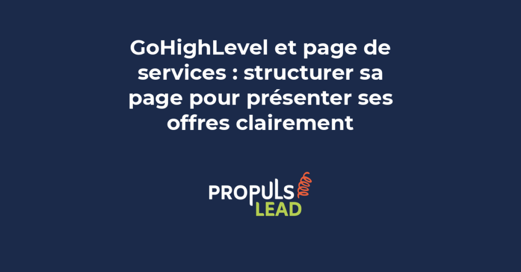Page de services GoHighLevel avec trois cartes tarifées, descriptions détaillées et boutons d'appel à l'action clairs pour chaque offre.