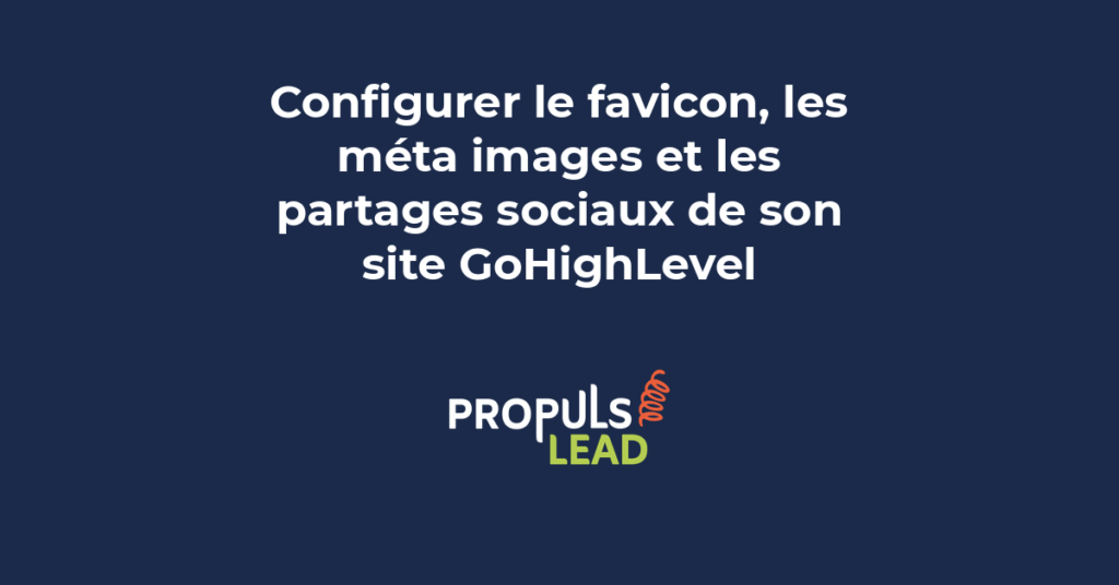 Interface de configuration du favicon et des métadonnées Open Graph dans GoHighLevel