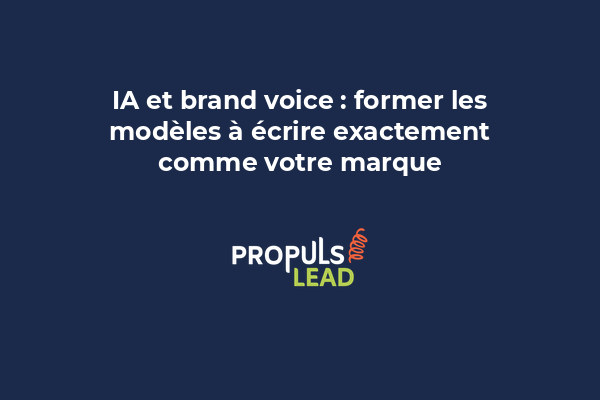 Illustration stylisée montrant un modèle IA avec les traits caractéristiques d'une marque (couleurs, formes, typographie) qui émergent progressivement