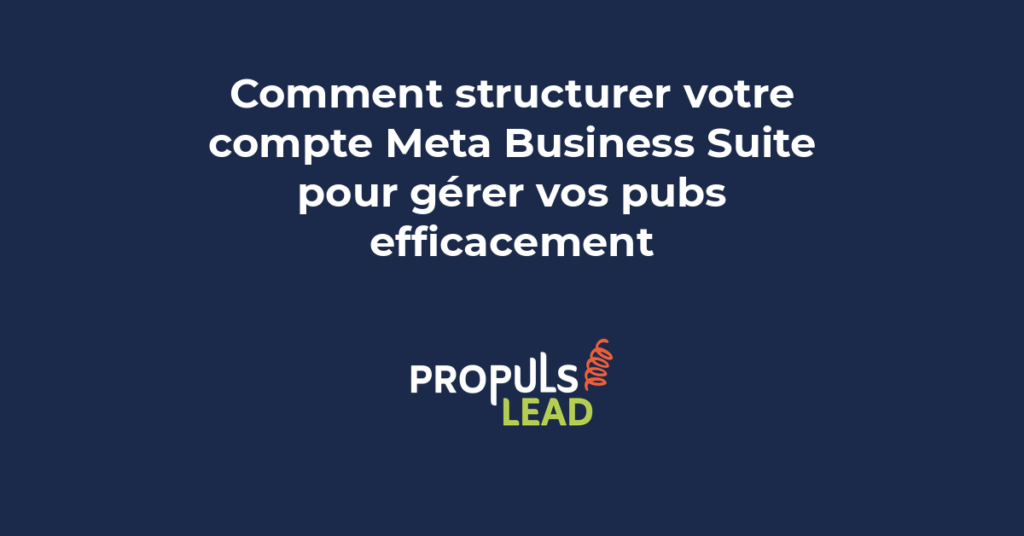 Schéma de structure hiérarchique de Meta Business Suite avec comptes, pages et campagnes