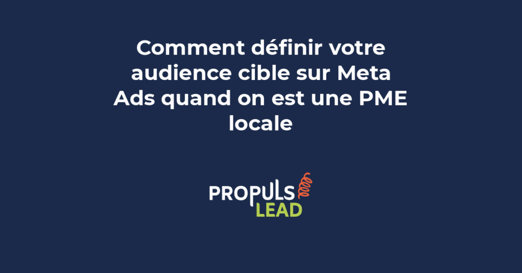 Écran Meta Ads montrant l'interface de création d'audience avec filtres de ciblage