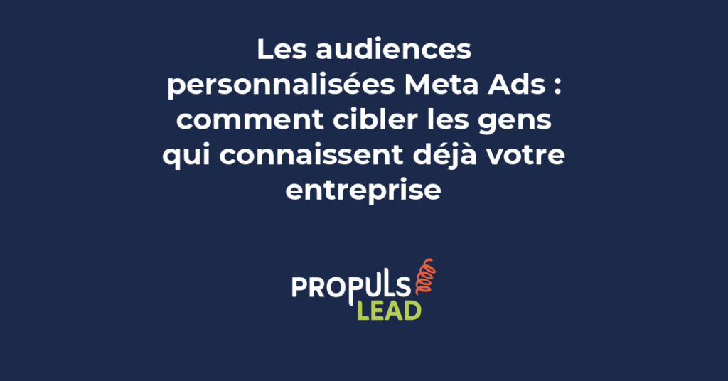 Flux de création d'audience personnalisée Meta montrant import de données clients