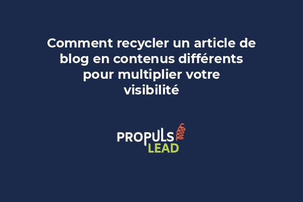 Un article de blog initial se transformant en plusieurs formats : vidéo, infographie, podcast, email, social media.