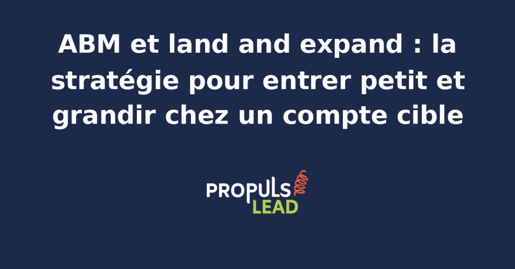 Schéma de la stratégie land and expand en ABM montrant le point d'entrée initial, les premiers résultats produits et les paliers d'expansion successifs chez un compte cible.
