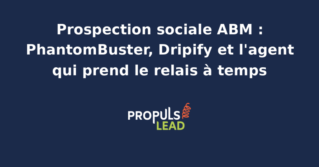 Cadence de prospection sociale ABM sur LinkedIn avec PhantomBuster et Dripify pour l'envoi automatisé et agent IA qui prend le relai sur la qualification et les réponses