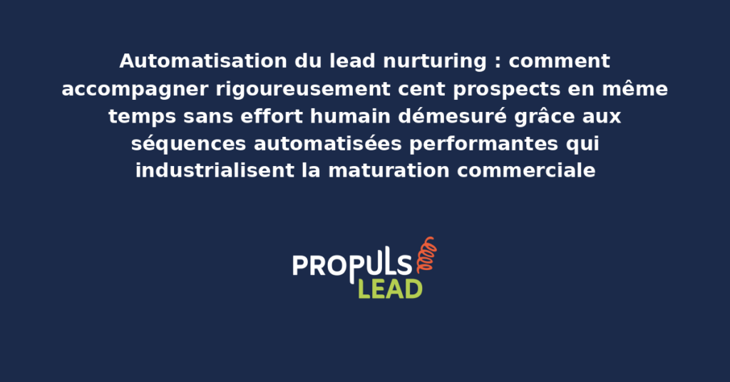 Tableau de bord d'automatisation du lead nurturing présentant le suivi parallèle de cent prospects via séquences automatisées personnalisées qui industrialisent la maturation commerciale