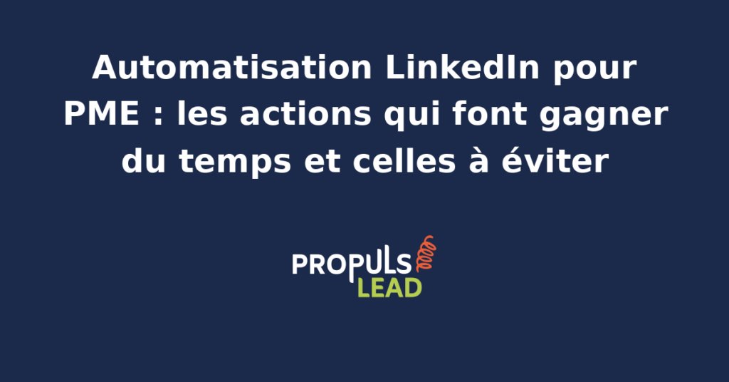 Dirigeant de PME consultant son profil LinkedIn sur un écran avec un calendrier de publications programmées et un tableau de suivi des conversations en cours.