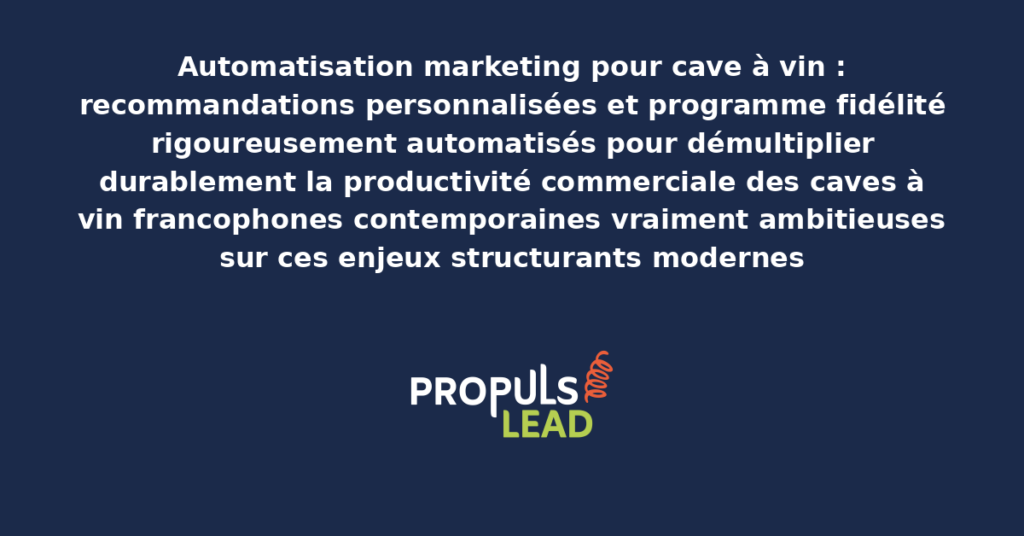 Schéma d'automatisation marketing cave à vin présentant les bonnes pratiques modernes pour automatiser rigoureusement avec dispositifs structurants démultipliant durablement la productivité commerciale