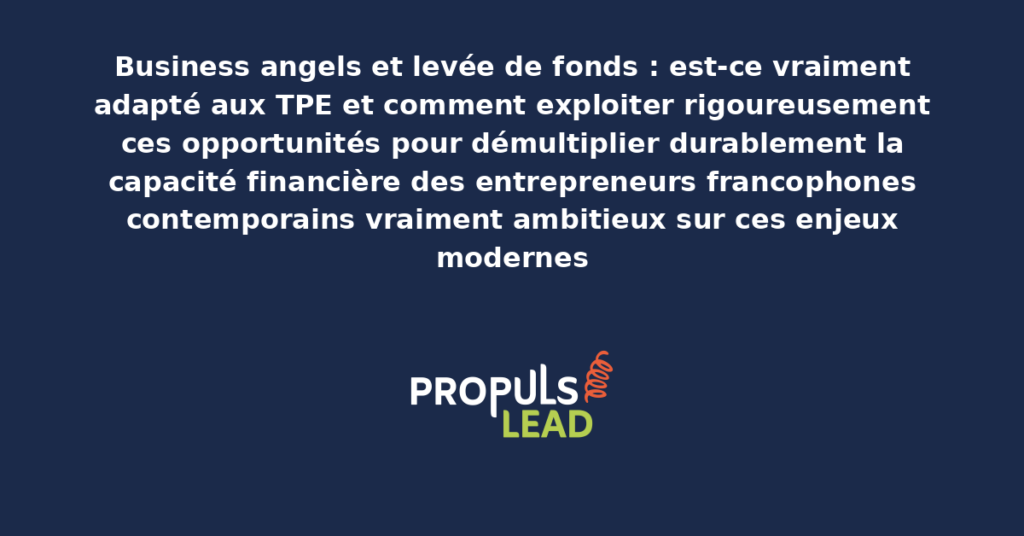 Schéma de business angels et levée de fonds TPE présentant les bonnes pratiques modernes pour évaluer rigoureusement l'adéquation et exploiter avec dispositifs structurants démultipliant durablement la capacité financière