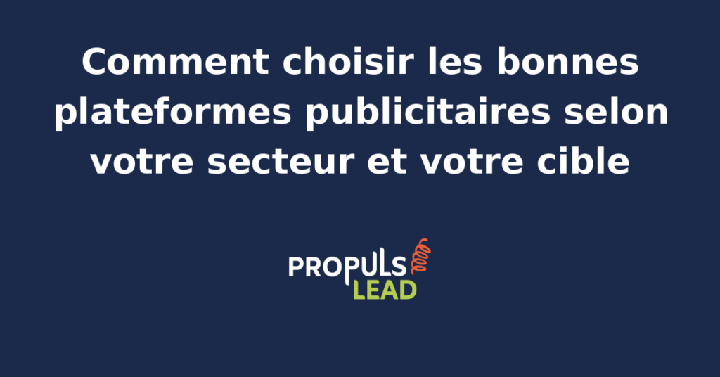 Illustration d'une matrice de décision plateformes publicitaires avec icônes Google Ads, Meta, LinkedIn, TikTok, Pinterest et indicateurs d'adéquation secteur-cible pour PME