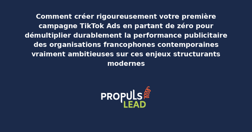 Schéma de création première campagne TikTok Ads présentant les bonnes pratiques modernes pour créer rigoureusement avec dispositifs structurants démultipliant durablement la performance publicitaire