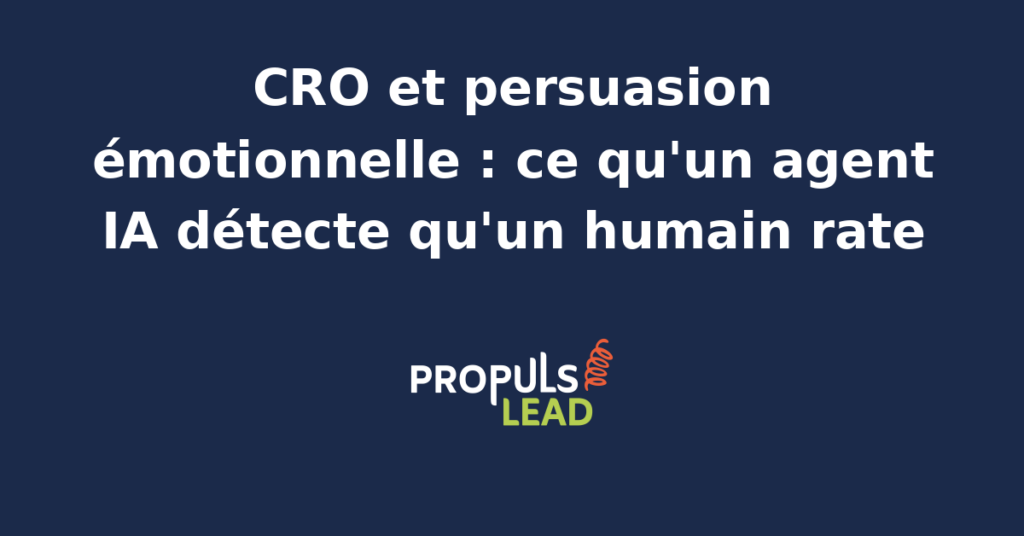 Schéma comparatif présentant les signaux de persuasion émotionnelle détectés par un agent IA sur un tunnel de vente face à l'analyse manuelle d'un expert CRO humain