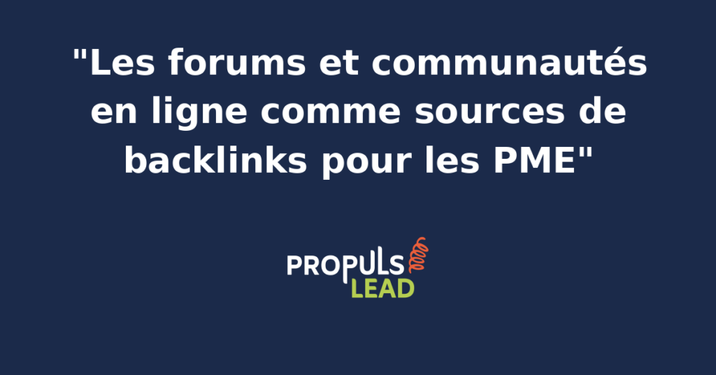Capture d'un forum professionnel B2B affichant un fil de discussion avec une réponse experte d'une PME contenant un lien contextuel vers son site