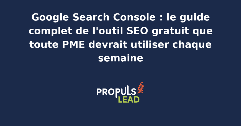 Capture d'écran du tableau de bord Google Search Console affichant le rapport de performances avec courbe de clics impressions et liste des requêtes les plus performantes pour une PME