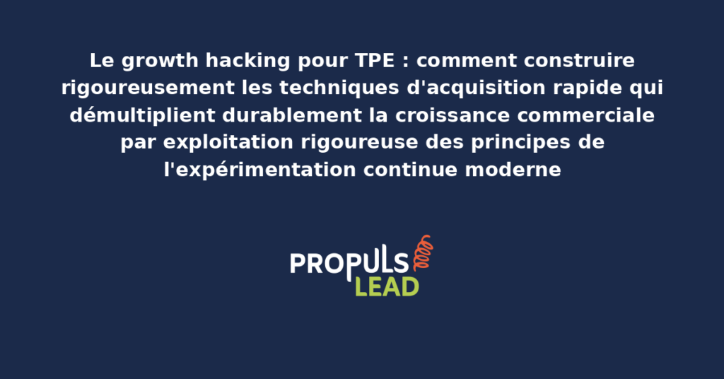 Tableau présentant les techniques de growth hacking adaptées aux TPE avec leviers d'acquisition rapide et dispositifs d'expérimentation continue pour démultiplier durablement la croissance commerciale