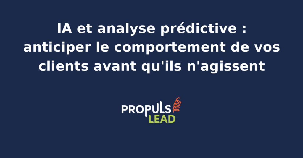 Marketeur PME devant un tableau de bord d'analyse prédictive IA qui révèle les futures actions de chaque client avant qu'elles ne se produisent