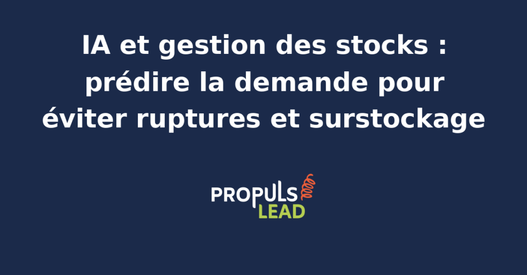 Tableau de bord e-commerce affichant des prévisions de demande générées par IA avec courbes de stock projetées sur les semaines à venir et alertes de réapprovisionnement