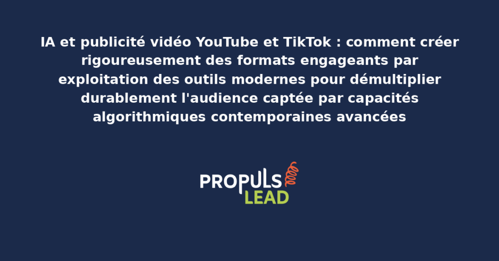 Schéma de publicité vidéo IA YouTube TikTok présentant les outils modernes de création automatisée avec dispositifs structurants pour démultiplier durablement l'audience captée par capacités algorithmiques contemporaines avancées
