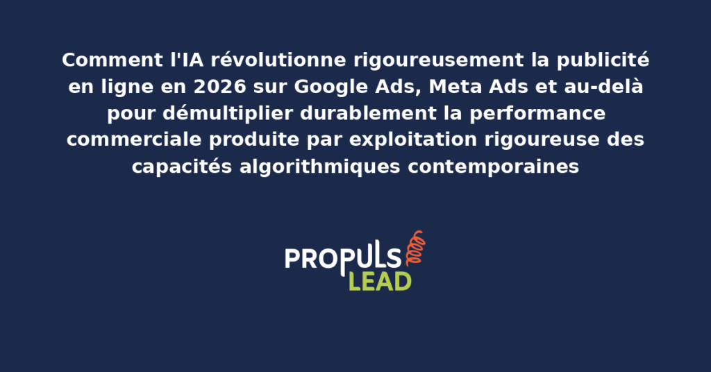 Tableau présentant les transformations IA majeures de la publicité en ligne en 2026 sur Google Ads Meta Ads et plateformes émergentes pour démultiplier la performance commerciale produite