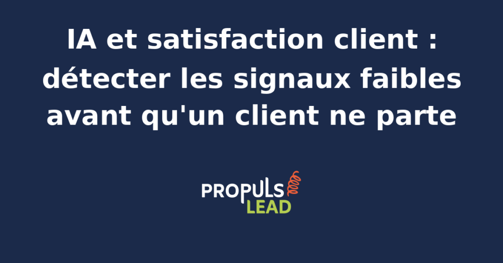 Dashboard customer success affichant alertes de signaux faibles de satisfaction par compte client avec score de risque churn calculé par modèle IA et action de rétention suggérée par agent autonome