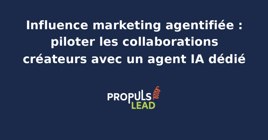 Tableau de bord d'un agent IA qui pilote un portefeuille de créateurs Instagram, TikTok et LinkedIn pour une PME, du sourcing à la mesure des retombées commerciales.