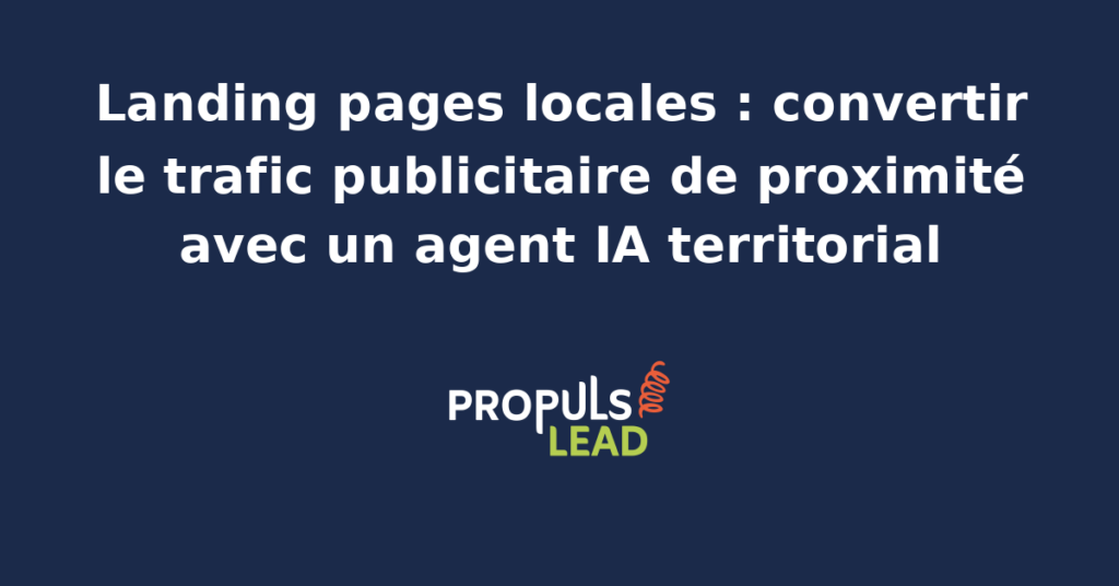 Carte de France avec une mosaïque de landing pages locales d'une PME multisite générées et mises à jour par un agent IA territorial à partir des campagnes Google Ads et Meta Ads de proximité