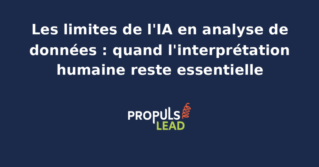 Analyste marketing PME relisant à l'écran les recommandations chiffrées produites par un modèle IA et annotant les biais détectés à corriger avant décision