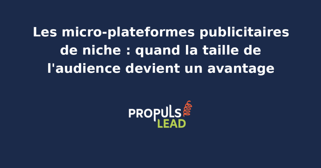 Illustration de micro-plateformes publicitaires de niche avec logos communautés spécialisées, ciblage qualifié et indicateurs de performance pour annonceur PME en quête d'audience pointue