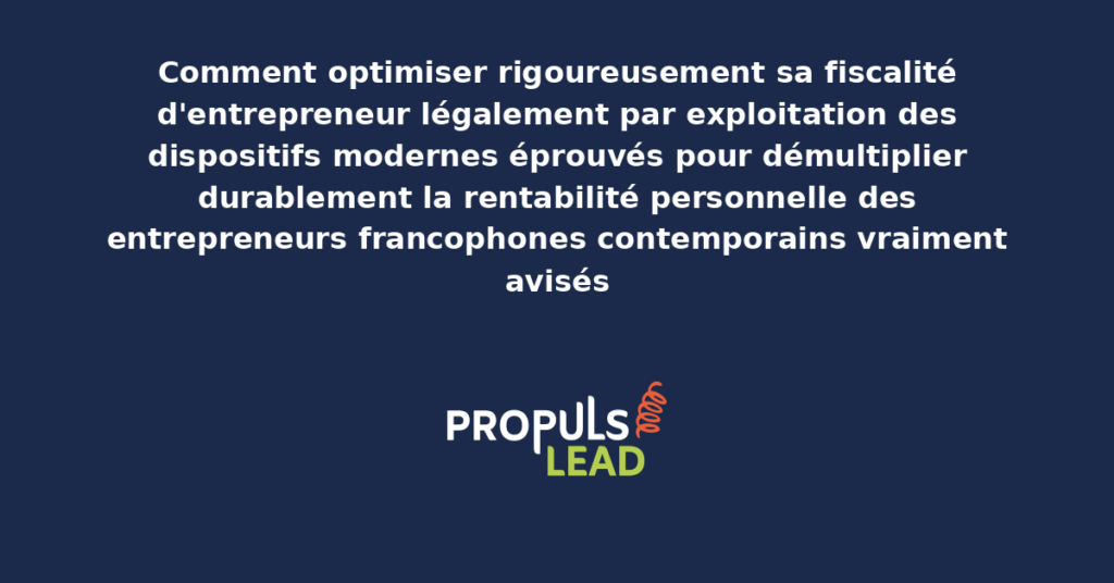Schéma d'optimisation fiscale légale pour entrepreneurs présentant les dispositifs modernes éprouvés structurants pour démultiplier durablement la rentabilité personnelle des entrepreneurs francophones contemporains vraiment avisés