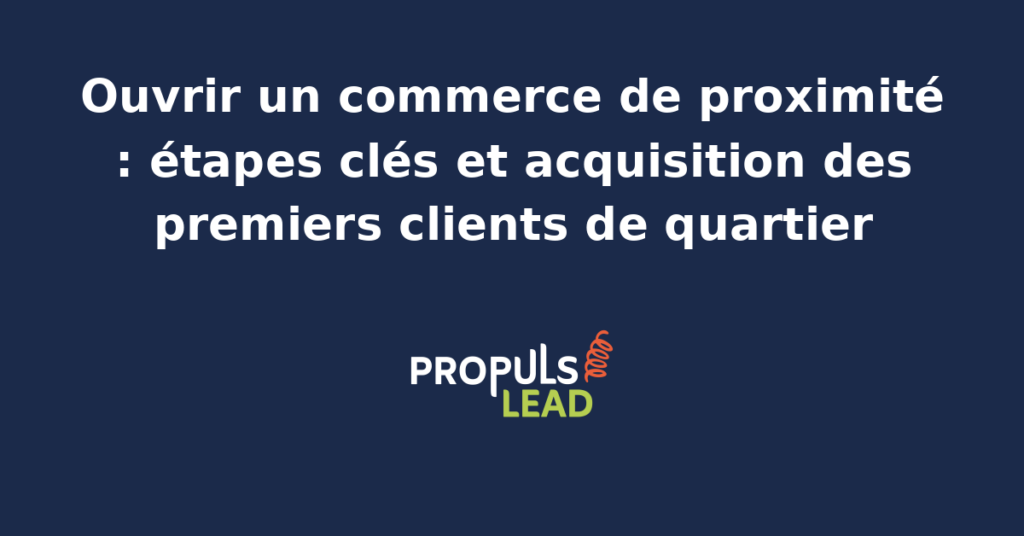 Commerçante de proximité accueillant ses premiers clients du quartier devant la vitrine de sa boutique nouvellement ouverte avec ardoise de bienvenue et signalétique soignée
