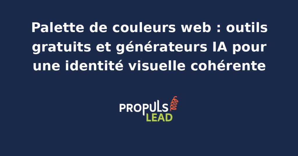 Composition d'une palette de couleurs web complète avec nuancier principal nuances secondaires et un panneau d'outils gratuits et générateurs IA qui suggèrent les combinaisons chromatiques