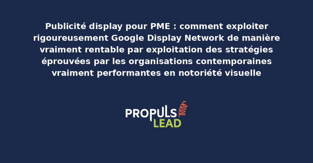 Schéma d'exploitation rigoureuse de Google Display Network pour PME présentant les stratégies éprouvées par les organisations contemporaines vraiment performantes en notoriété visuelle avec dispositifs structurants pour démultiplier durablement la rentabilité