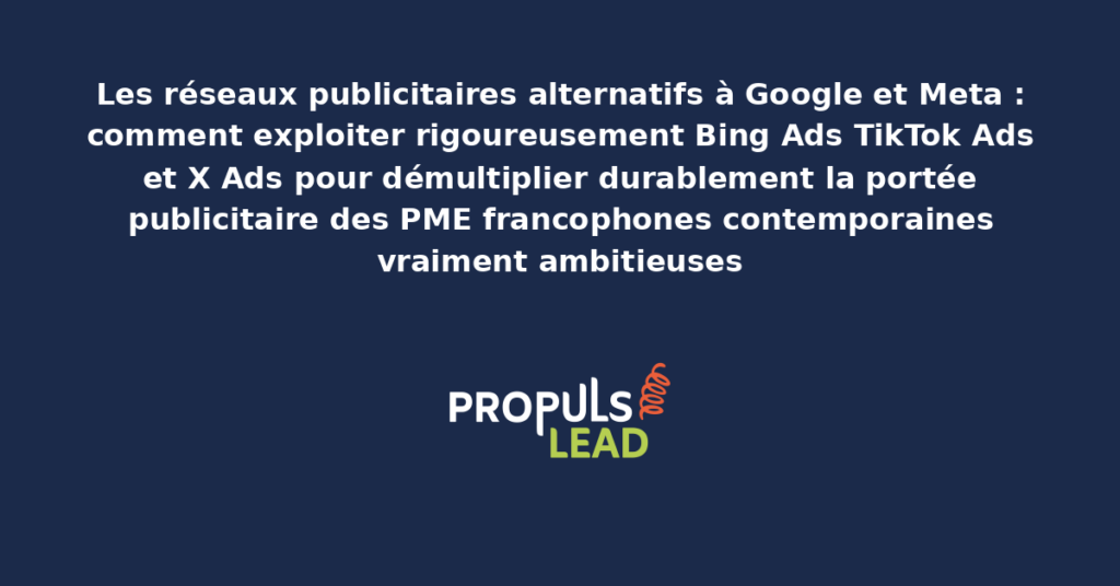 Schéma de les réseaux publicitaires alternatifs à Google et Meta présentant les bonnes pratiques structurantes pour démultiplier durablement la performance publicitaire des organisations francophones contemporaines vraiment ambitieuses sur ces enjeux modernes
