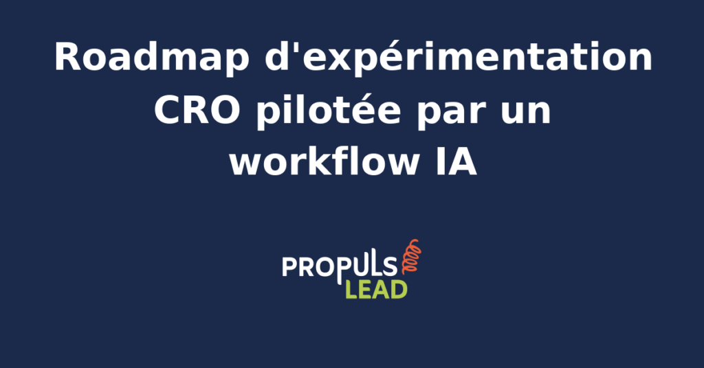 Schéma visuel présentant la roadmap trimestrielle d'expérimentation CRO avec les jalons de tests pilotés par un workflow IA branché sur la stack analytics et le backlog d'hypothèses