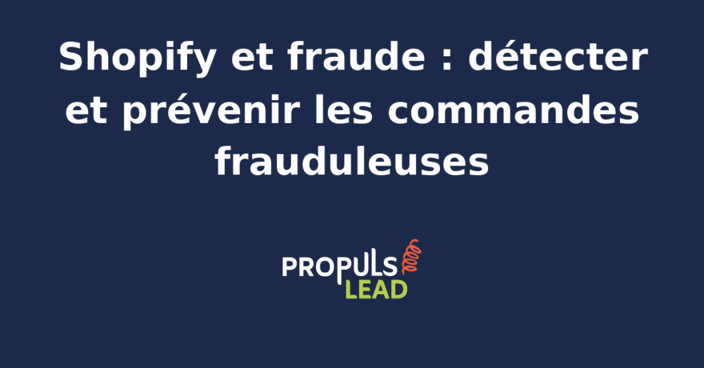 Page de détail d'une commande Shopify affichant l'analyse de fraude avec niveau de risque élevé en rouge les indicateurs IP localisation paiement et les recommandations d'action de la plateforme
