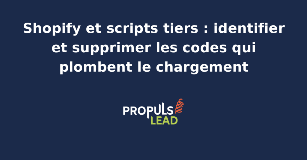 Capture de l'onglet Network Chrome DevTools sur une boutique Shopify montrant la liste des scripts tiers chargés avec leur poids en kilo-octets et leur domaine d'origine