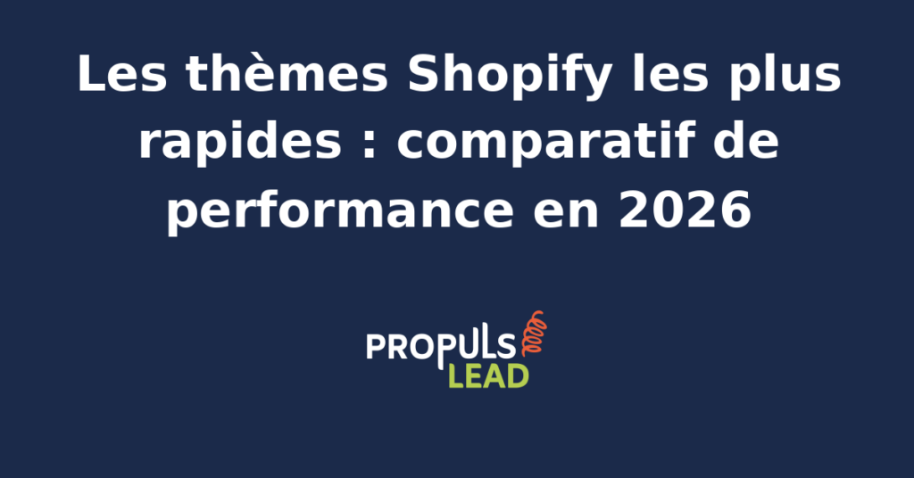 Tableau comparatif de six thèmes Shopify avec leurs scores PageSpeed mobile et desktop affichés en barres horizontales colorées et la taille de bundle JavaScript indiquée à droite