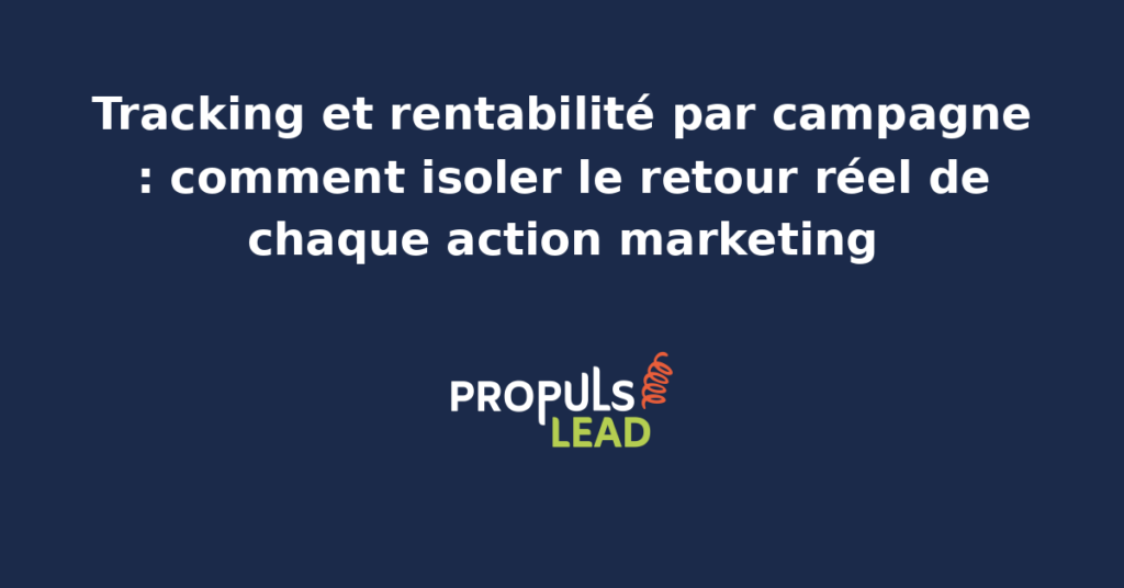 Tableau de bord de tracking rentabilité par campagne marketing affichant le ROI net, le coût d'acquisition et la marge contributive de chaque action menée