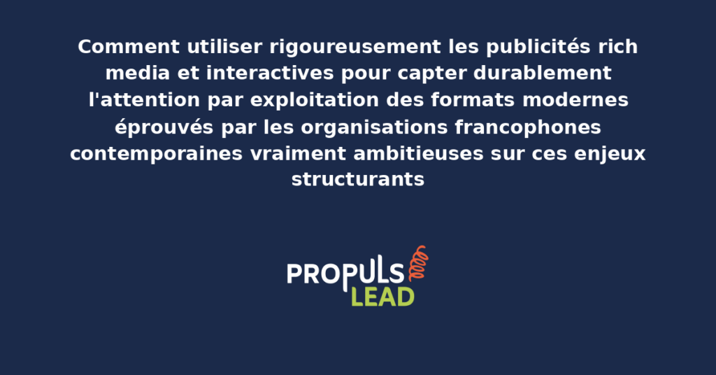 Schéma de les publicités rich media et interactives présentant les bonnes pratiques structurantes pour démultiplier durablement la performance publicitaire des organisations francophones contemporaines vraiment ambitieuses sur ces enjeux modernes