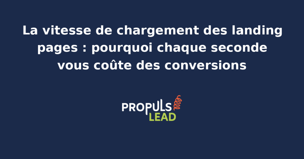 Illustration de l'impact de la vitesse de chargement sur les conversions d'une landing page publicitaire avec graphique de chute du taux et indicateurs Core Web Vitals pour PME