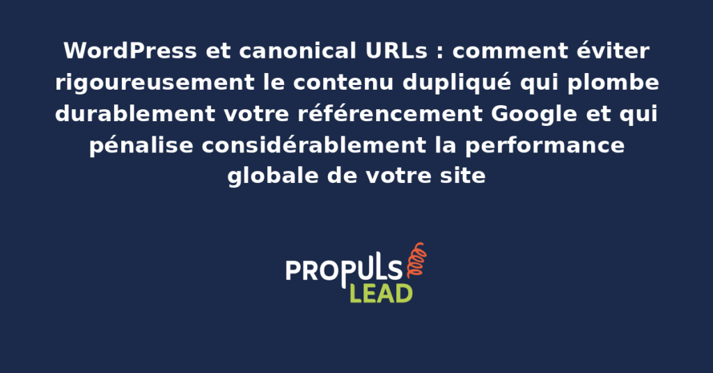 Configuration des URLs canoniques sur WordPress présentant les balises canonical dans le code source d'une page pour éviter le contenu dupliqué et préserver le référencement Google