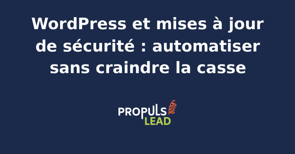 Tableau de bord WordPress affichant la liste des mises à jour disponibles cœur thèmes plugins avec voyants de statut indiquant un déploiement automatisé contrôlé et un site en production stable