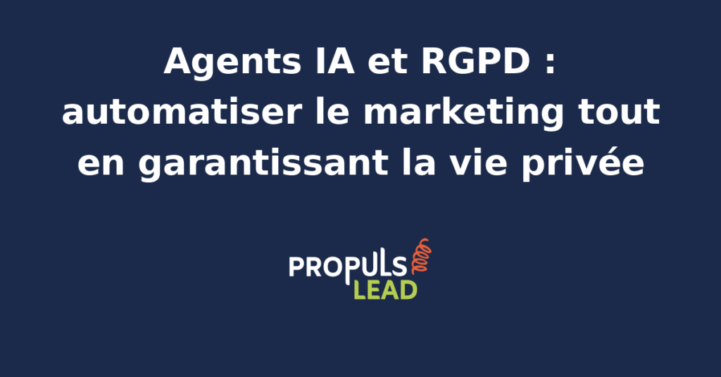 Équipe marketing analysant des données sur écran avec icônes RGPD et IA en transparence