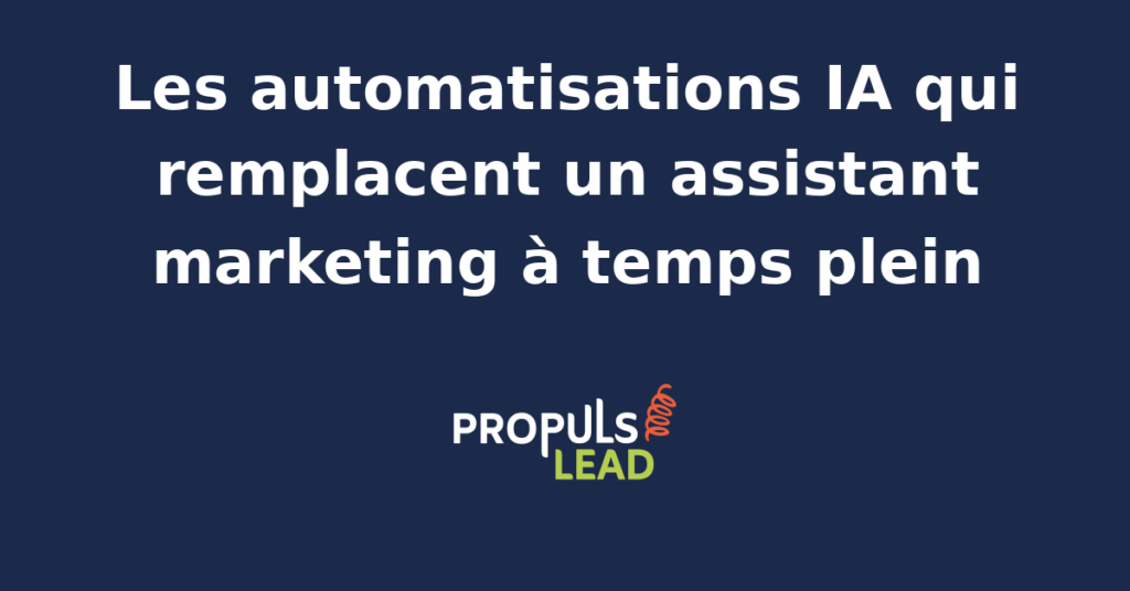 Schéma d'une équipe d'agents IA marketing prenant en charge les tâches d'un assistant marketing à temps plein dans une PME B2B