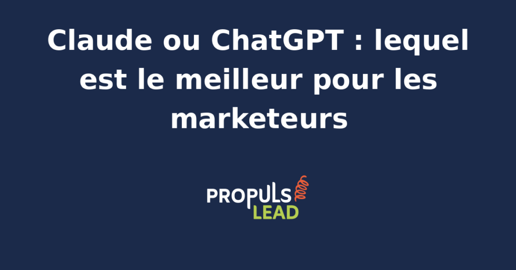 Comparaison visuelle des interfaces Claude et ChatGPT pour un usage marketing avec indicateurs de performance.