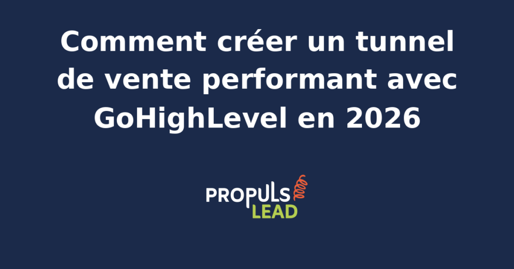 Interface GoHighLevel montrant un tunnel de vente automatisé avec étapes de conversion et analytics en temps réel.