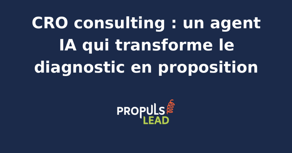 Interface d'un agent IA analysant des données CRO pour générer une proposition commerciale automatisée.