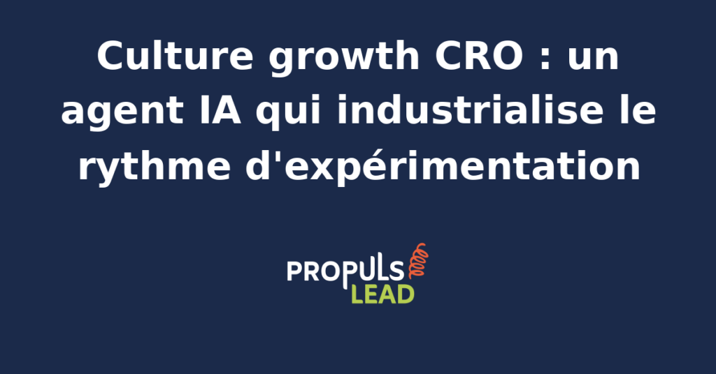 Interface d'un agent IA analysant des données CRO pour industrialiser les tests d'optimisation de conversion.